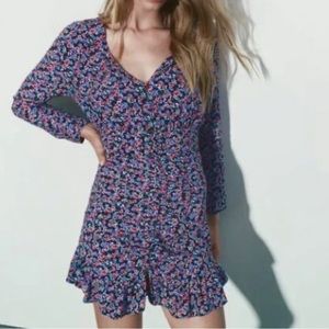 Zara Floral Print Mini Dress. Size Small. Never Worn.